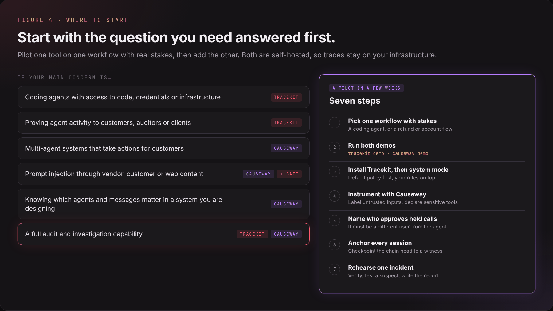 Which tool to start with, and a seven-step pilot